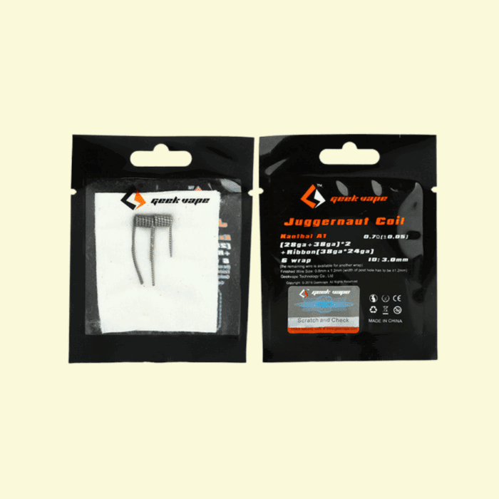 Juggernaut Kanthal A1 (28GA + 38GA) * 2 + Ribbon (38GA * 24GA) 0,7ohm - Predmotané špirály GeekVape