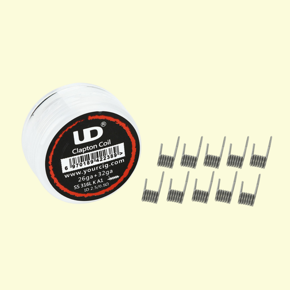 Predmotané špirálky UD Clapton 26GA SS316L + 32GA KA1 (0.5ohm) (10ks)