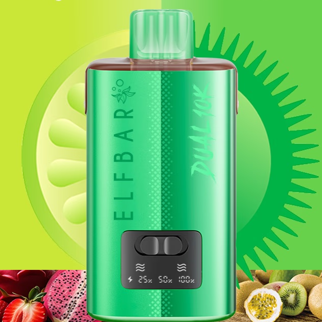 Elfbar Dual 10K Green Edition: Strawberry Banana Dragon Fruit & Kiwi Passion Fruit Guava
