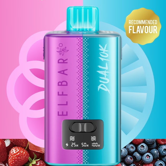 Elfbar Dual 10K Purple Edition: Strawberry Raspberry Cherry - Blueberry Raspberry Lemonade