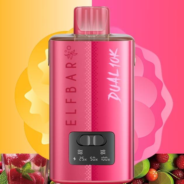 Elfbar Dual 10K Raspberry Edition: Raspberry Mojito -  Cherry Raspberry Lime