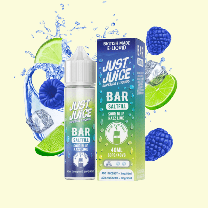 Just Juice Bar Shortfill - Sour Blue Razz Lime (Modrá malina limetka) 40ml