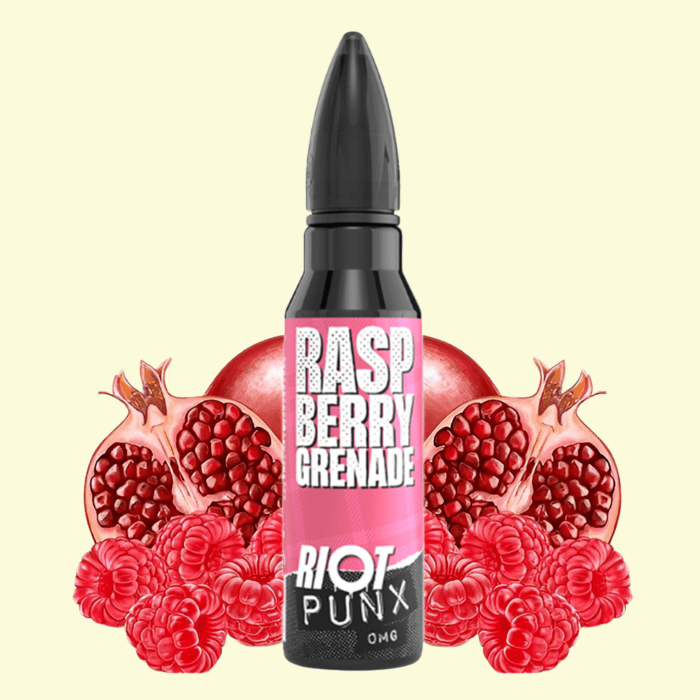 Riot Shortfill - Raspberry Grenade (Malina granátové jablko) 50ml