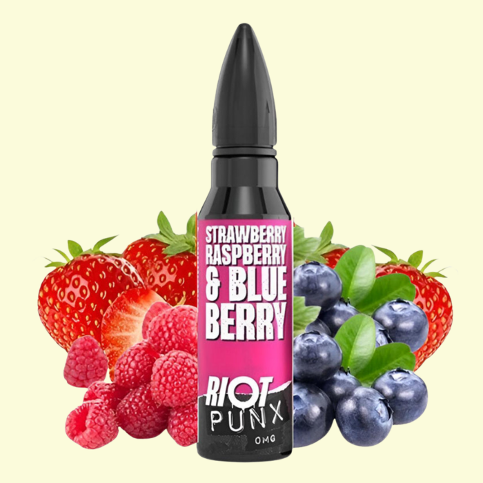 Riot Shortfill - Strawberry Raspberry & Blueberry (Čučoriedka Malina Jahoda) 50ml